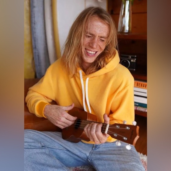 FEAT Yellow Fleece Blanket Blend Hoodie Unisex Fit S - Picture 3 of 12